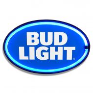 SOTT Bud Light - Reproduction Advertising Oval Sign - Battery Powered LED Neon Style Light - 16 x 11 x 2 Inches