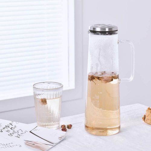  soulhand Cold Brew Kaffeemaschine, Ice Kaffeemaschine-40oz / 1200 ML Borosilikatglas Hot & Cold Tee Brauen Cold Brew System mit Herausnehmbaren Filter fuer Home Office Iced Kaffee u