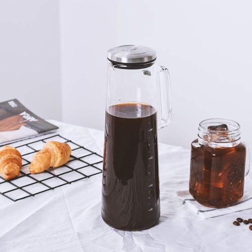  soulhand Cold Brew Kaffeemaschine, Ice Kaffeemaschine-40oz / 1200 ML Borosilikatglas Hot & Cold Tee Brauen Cold Brew System mit Herausnehmbaren Filter fuer Home Office Iced Kaffee u