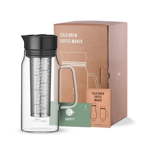  Soulhand Cold Brew Iced Coffee Maker Cold Coffee Maker Cold Brew Pitcher-34oz/1.0ML Borosilicate Glass Hot & Cold Tea Brewing Cold Brew System with Removable Filter for Home Office