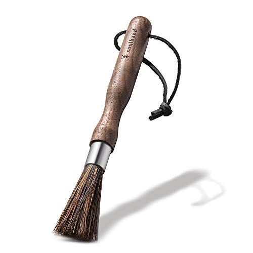  Soulhand Professional Coffee Grinder Brush, Espresso Machine Cleaning Brush Natural Boar Bristles Walnut Handle with Lanyard, Coffee Tool for Barista Home Kitchen