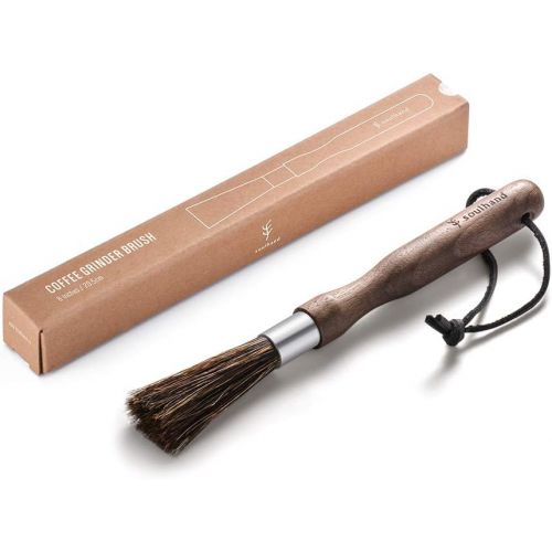  Soulhand Professional Coffee Grinder Brush, Espresso Machine Cleaning Brush Natural Boar Bristles Walnut Handle with Lanyard, Coffee Tool for Barista Home Kitchen