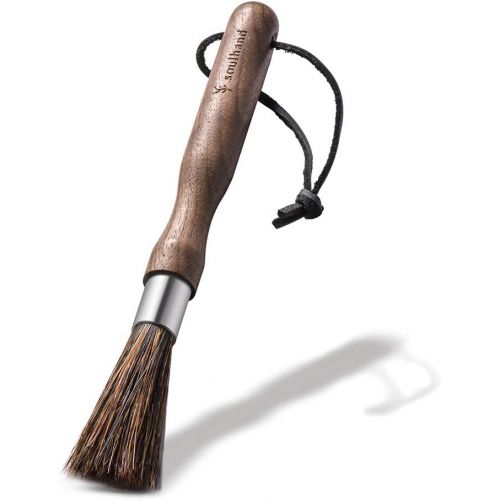  Soulhand Professional Coffee Grinder Brush, Espresso Machine Cleaning Brush Natural Boar Bristles Walnut Handle with Lanyard, Coffee Tool for Barista Home Kitchen