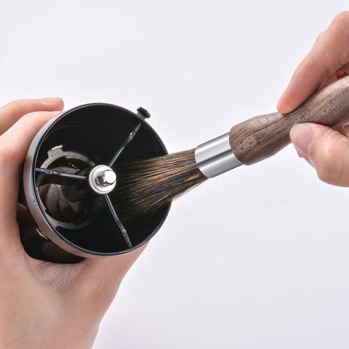  Soulhand Professional Coffee Grinder Brush, Espresso Machine Cleaning Brush Natural Boar Bristles Walnut Handle with Lanyard, Coffee Tool for Barista Home Kitchen