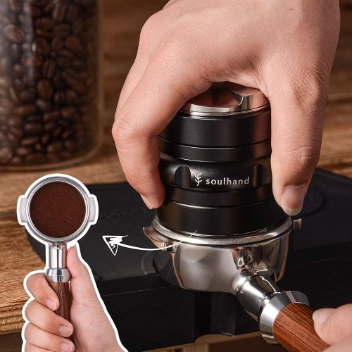  Soulhand 51mm Coffee Distributor, 2 In 1 Coffee Tamper, Adjustable Dual Head Espresso Tamper Espresso Distributor Leveler Tool with Custom Gift Box Perfect for Espresso Portafilter