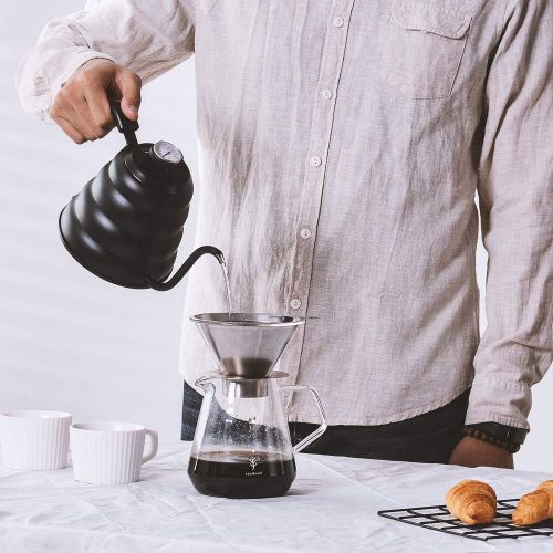  Soulhand Pour Over Coffee Brewer Pour Over Coffee Dripper 8 Cups Coffee Maker with Separable Paperless Coffee Filter with Glass -Bouns Coffee Scoop and Brush Large Capacity Brewer