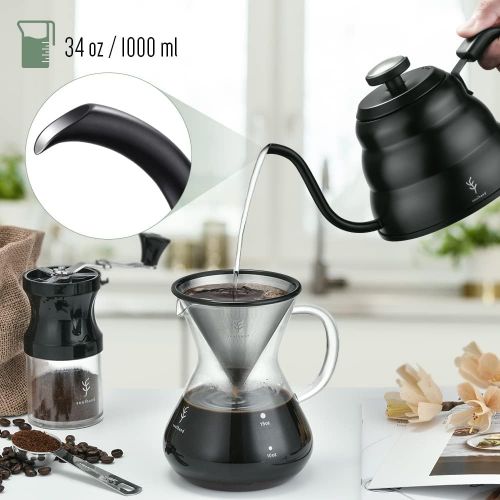  Soulhand Gooseneck Kettle Temperature Control Stove Top Gooseneck Kettle for Coffee Tea with Thermometer 3-Layer Stainless Steel Bottom Pour Over Kettle for Electric, Induction 34o