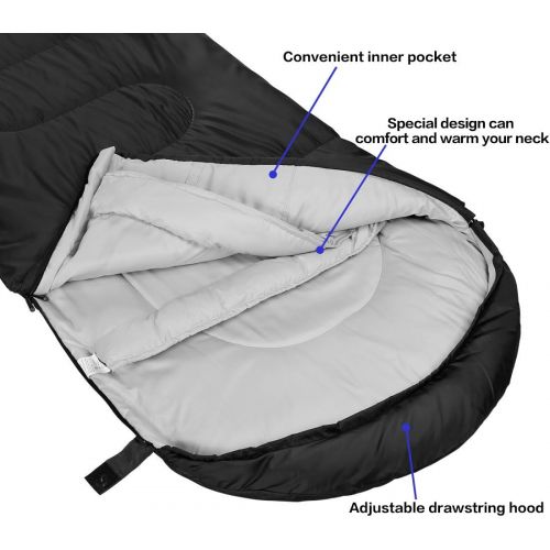  SOULOUT Sleeping Bag - 4 Seasons Warm Cold Weather Lightweight, Portable, Waterproof Sleeping Bag with Compression Sack for Adults & Kids - Indoor & Outdoor: Camping, Backpacking