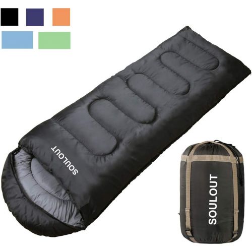  SOULOUT Sleeping Bag - 4 Seasons Warm Cold Weather Lightweight, Portable, Waterproof Sleeping Bag with Compression Sack for Adults & Kids - Indoor & Outdoor: Camping, Backpacking