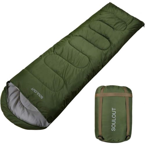  SOULOUT Sleeping Bag,3-4 Seasons Warm Cold Weather Lightweight, Portable, Waterproof Sleeping Bag with Compression Sack for Adults & Kids - Indoor & Outdoor: Camping, Backpacking, Hiking