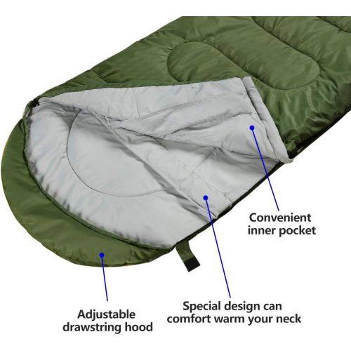  SOULOUT Sleeping Bag,3-4 Seasons Warm Cold Weather Lightweight, Portable, Waterproof Sleeping Bag with Compression Sack for Adults & Kids - Indoor & Outdoor: Camping, Backpacking, Hiking