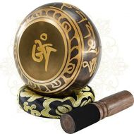 Soundance 5 Inch Tibetan Singing Bowl Set for Meditation Yoga Chakra Healing Relaxation Mindfulness Heart Peace, Handcrafted Metal Brass Bowls with Hammered Mallet Silk Cushion Sto명상종 싱잉볼