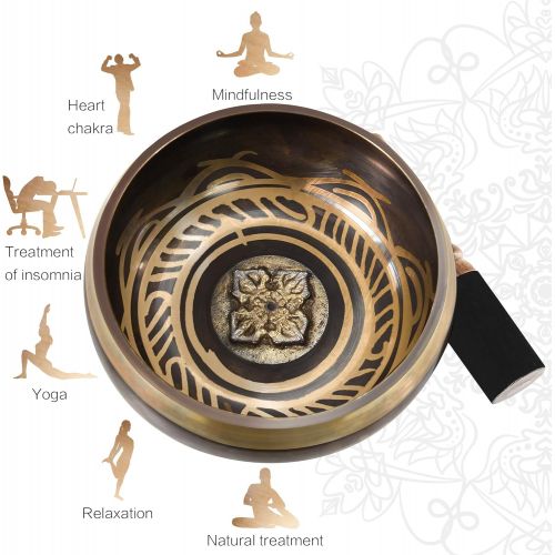  Soundance 5 Inch Tibetan Singing Bowl Set for Meditation Yoga Chakra Healing Relaxation Mindfulness Heart Peace, Handcrafted Metal Brass Bowls with Hammered Mallet Silk Cushion Sto명상종 싱잉볼