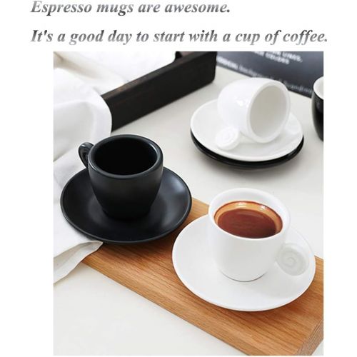  Brand: SOWOFA Espresso Coffee Cups Saucers Set Matte Ceramic Fancy Coffee 90 ml (3.2 oz) Tea Cups