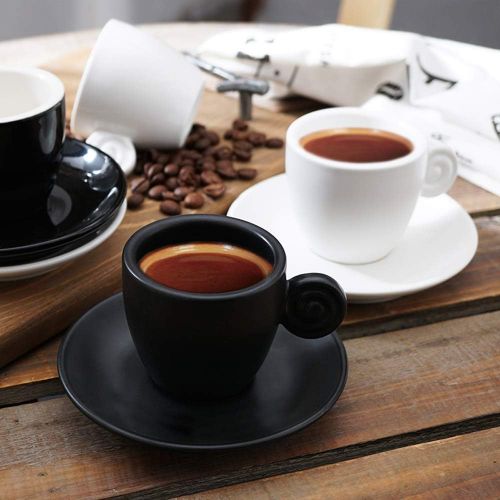  Brand: SOWOFA Espresso Coffee Cups Saucers Set Matte Ceramic Fancy Coffee 90 ml (3.2 oz) Tea Cups