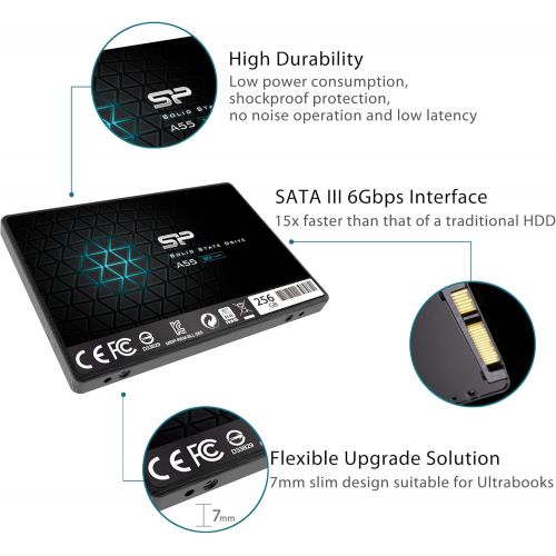  [아마존베스트]SP Silicon Power Silicon Power 256GB SSD 3D NAND A55 SLC Cache Performance Boost SATA III 2.5 7mm (0.28) Internal Solid State Drive (SP256GBSS3A55S25)