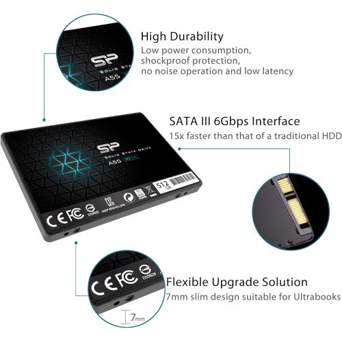  [아마존베스트]SP Silicon Power Silicon Power 512GB SSD 3D NAND A55 SLC Cache Performance Boost SATA III 2.5 7mm (0.28) Internal Solid State Drive (SP512GBSS3A55S25)