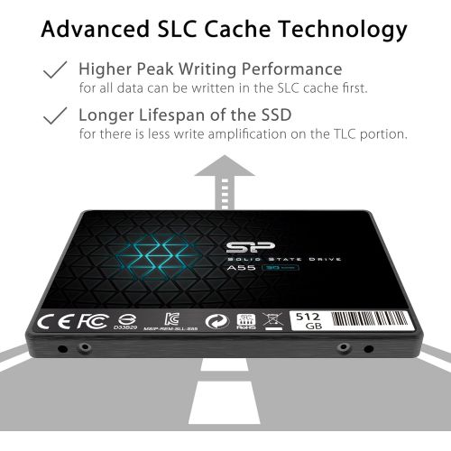  [아마존베스트]SP Silicon Power Silicon Power 512GB SSD 3D NAND A55 SLC Cache Performance Boost SATA III 2.5 7mm (0.28) Internal Solid State Drive (SP512GBSS3A55S25)