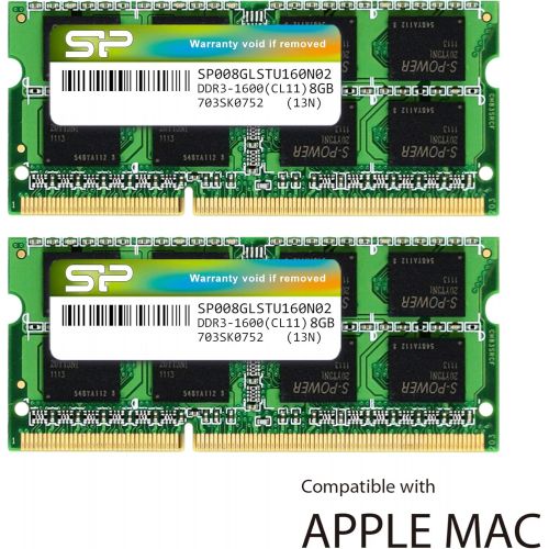  [아마존 핫딜] SP Silicon Power Silicon Power 16GB (2 x 8GB) DDR3L RAM 1600MHz (PC3 12800) SODIMM Memory Compatible with Early/Mid/Late 2011, Mid/Late 2012, Early/Late 2013, Late 2014, Mid 2015 MacBook Pro, iMac,