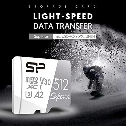  SP Silicon Power Silicon Power 512GB Superior Micro SDXC UHS-I (U3), V30 4K A2, Compatible with GoPro Hero 9 High Speed MicroSD Card with Adapter