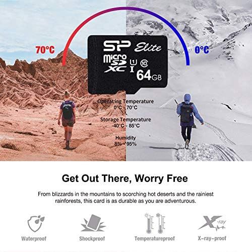  SP Silicon Power Silicon Power Elite 64GB microSDXC 2-Pack MicroSD Memory Card with Adapter for Security Camera