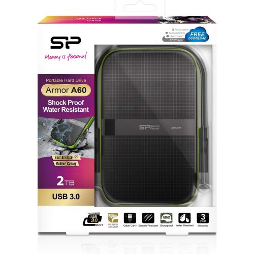  SP Silicon Power Silicon Power 2 TB External Portable Hard Drive Rugged Armor A60 Shockproof Water-Resistant 2.5-Inch USB 3.0, Military Grade MIL-STD-810G & IPX4, for PC/Mac/Xbox One/Xbox 360/PS4/P