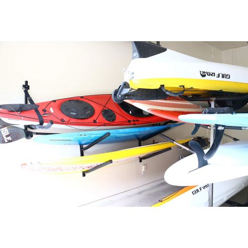  [아마존베스트]SPAREHAND Double Wall Mount Rack with Angled Padded Arms for 2 Surfboards or SUP Paddle Boards