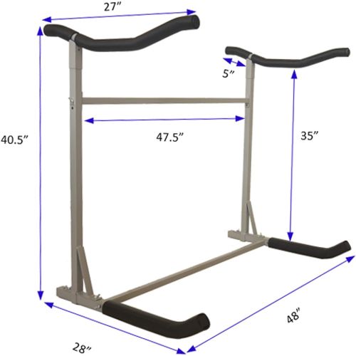  [아마존베스트]SPAREHAND Freestanding Dual Storage Rack for 2 Kayaks or SUPs, Tools-Free Assembly, Pebble Silver Finish