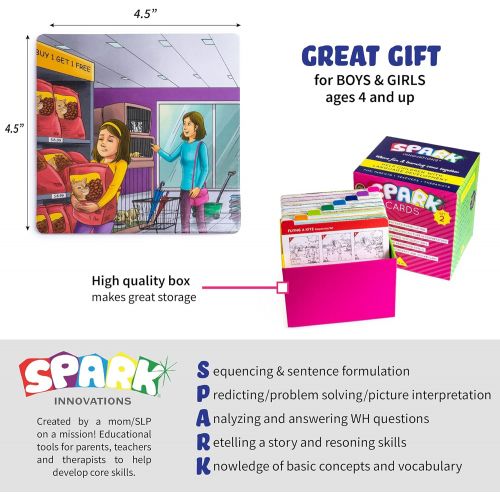  SPARK INNOVATIONS Spark Cards Sequence Cards for Storytelling and Picture Interpretation Speech Therapy Game, Special Education Materials, Sentence Building, Problem Solving, Improve Language Skills