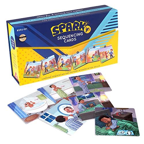  SPARK INNOVATIONS Spark Cards Jr Basic Sequence Cards for Storytelling and Picture Interpretation Speech Therapy Game, Special Education Materials, Sentence Building, Problem Solving, Improve Langua