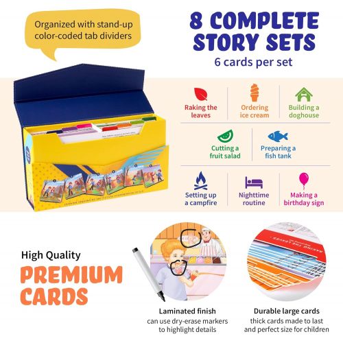 SPARK INNOVATIONS Spark Cards Jr Basic Sequence Cards for Storytelling and Picture Interpretation Speech Therapy Game, Special Education Materials, Sentence Building, Problem Solving, Improve Langua
