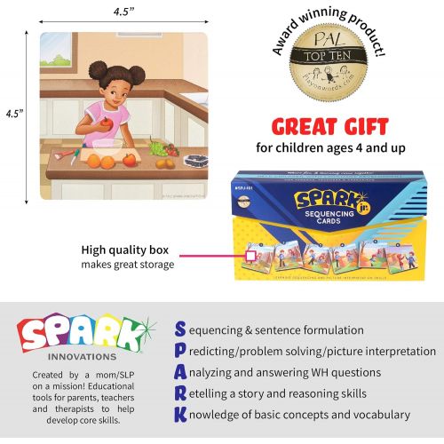  SPARK INNOVATIONS Spark Cards Jr Basic Sequence Cards for Storytelling and Picture Interpretation Speech Therapy Game, Special Education Materials, Sentence Building, Problem Solving, Improve Langua