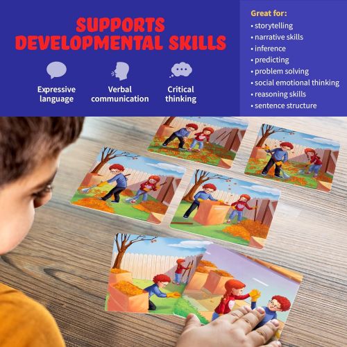  SPARK INNOVATIONS Spark Cards Jr Basic Sequence Cards for Storytelling and Picture Interpretation Speech Therapy Game, Special Education Materials, Sentence Building, Problem Solving, Improve Langua