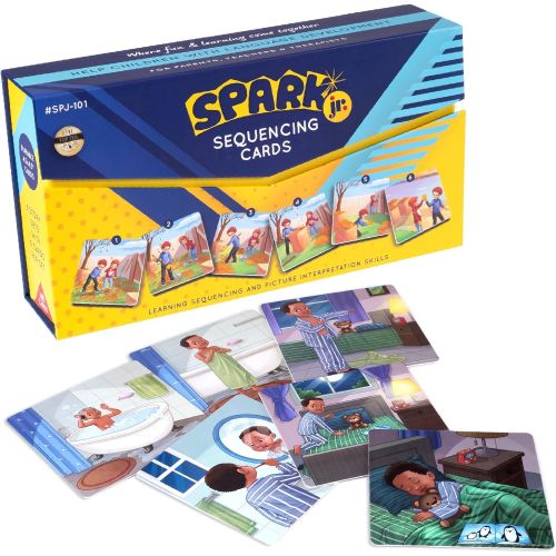  SPARK INNOVATIONS Spark Cards Jr Basic Sequence Cards for Storytelling and Picture Interpretation Speech Therapy Game, Special Education Materials, Sentence Building, Problem Solving, Improve Langua