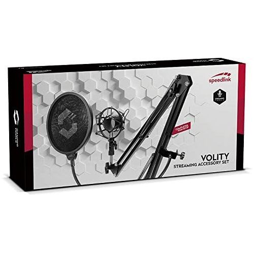  [아마존베스트]Speedlink Volity Streaming Accessory Set - Microphone Holder for Streamer/Gaming/Computer/Notebook/Laptop, Shock Mount, Black