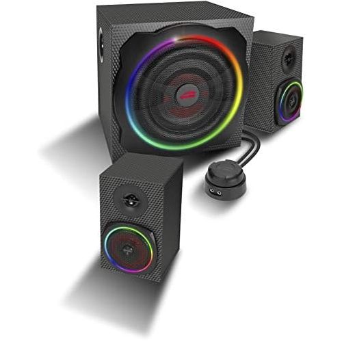  [아마존베스트]Speedlink Gravity Carbon RGB 2.1 Subwoofer System - Speaker System with Bluetooth Connection for Smartphone/Tablet - 120W Peak Power, Black