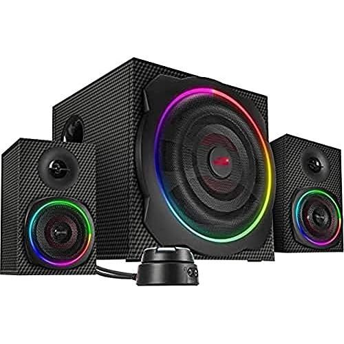  [아마존베스트]Speedlink Gravity Carbon RGB 2.1 Subwoofer System - Speaker System with Bluetooth Connection for Smartphone/Tablet - 120W Peak Power, Black