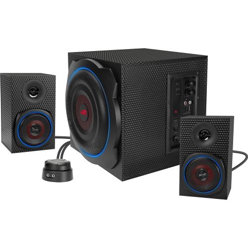  [아마존베스트]Speedlink Gravity Carbon RGB 2.1 Subwoofer System - Speaker System with Bluetooth Connection for Smartphone/Tablet - 120W Peak Power, Black