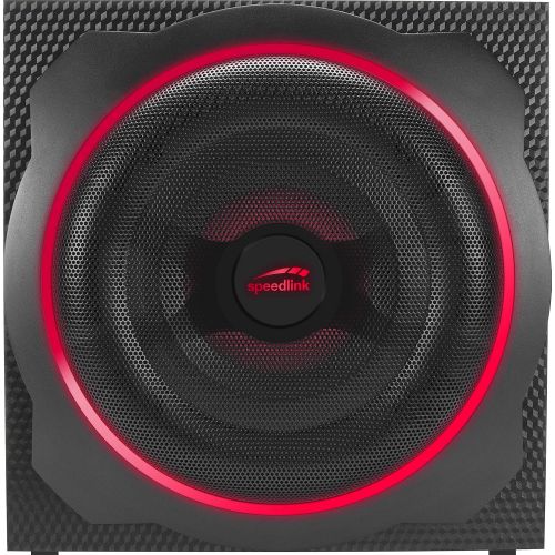  [아마존베스트]Speedlink Gravity Carbon RGB 2.1 Subwoofer System - Speaker System with Bluetooth Connection for Smartphone/Tablet - 120W Peak Power, Black