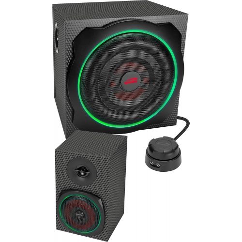  [아마존베스트]Speedlink Gravity Carbon RGB 2.1 Subwoofer System - Speaker System with Bluetooth Connection for Smartphone/Tablet - 120W Peak Power, Black