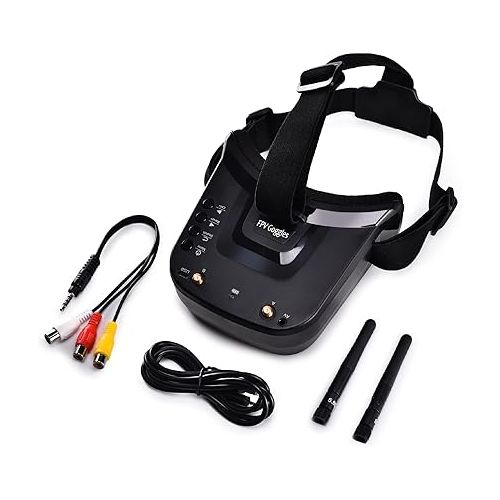  5.8G FPV Goggles with Antennas: 3 Inch Screen 5.8G 40CH Build in Battery Video Headset for Analog FPV camera and Transmitter FPV Drone RC Car Airplane RC Hobbies by Speedybee