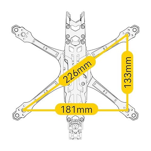  SpeedyBee Master 5 V2 Drone Frame - 226mm Wheelbase, Lightweight Design, Anti-Vibration Stack Structure, CNC Aluminum Alloy Head, Compatible with DJI O3 Air Unit, Ideal for Cinematic and Freestyle Flying