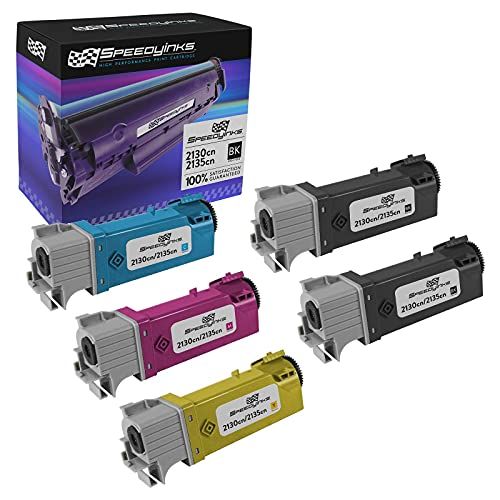  Speedy Inks Compatible Toner Cartridge Replacement for Dell 2130cn High Yield (2 Black, 1 Cyan, 1 Magenta, 1 Yellow, 5 Pack)