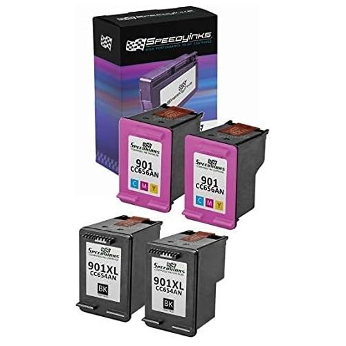  Speedy Inks Remanufactured Ink Cartridge Replacement for HP 901XL High-Yield (2 Black and 2 Color, 4-Pack)