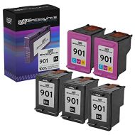 Speedy Inks Remanufactured Ink Cartridge Replacement for HP 901 (3 Black and 2 Color, 5-Pack)