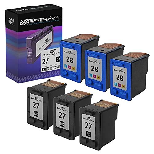  SpeedyInks Remanufactured Ink Cartridge Replacement for HP 27 and HP 28 (3 Black, 3 Color, 6-Pack)