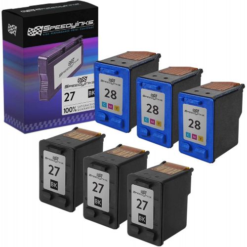  SpeedyInks Remanufactured Ink Cartridge Replacement for HP 27 and HP 28 (3 Black, 3 Color, 6-Pack)