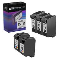 Speedy Inks Remanufactured Ink Cartridge Replacement for HP 15 & HP 23 (3 Black, 2 Color, 5-Pack)