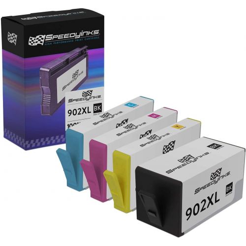  Speedy Inks Compatible Ink Cartridge Replacement for HP 902XL (1 Black, 1 Cyan, 1 Magenta, 1 Yellow, 4-Pack)