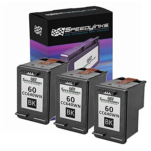  SpeedyInks Remanufactured Ink Cartridge Replacement for HP 60 (Black, 3-Pack)